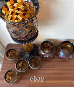 7 PartyLite Global Fusion Mosaic Glass Candle Holder Votive Lot Set Glass Mirror