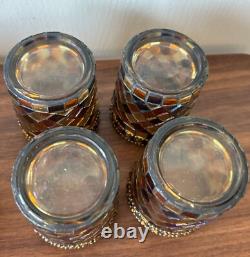 7 PartyLite Global Fusion Mosaic Glass Candle Holder Votive Lot Set Glass Mirror