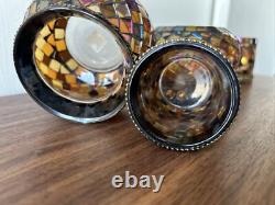 7 PartyLite Global Fusion Mosaic Glass Candle Holder Votive Lot Set Glass Mirror