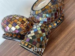 7 PartyLite Global Fusion Mosaic Glass Candle Holder Votive Lot Set Glass Mirror