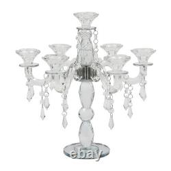 7-arm Crystal Candelabra 14 Inch Clear Modern Candle Holder