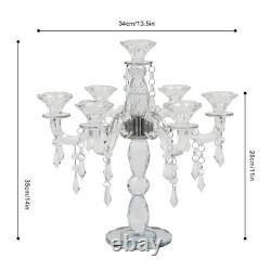 7-arm Crystal Candelabra 14 Inch Clear Modern Candle Holder