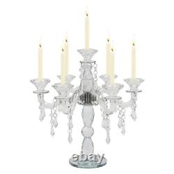 7-arm Crystal Candelabra 14 Inch Clear Modern Candle Holder