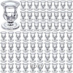 72 Pack Glass Candlestick Holders Bulk 2.5 Inch Taper Candle Holders Small Ri