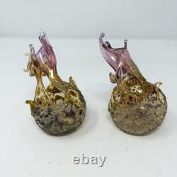 720 Fireball Votive PAIR Of Art Glass Candle Holders, Vibrant & Artist Signed