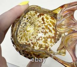 720 Fireball Votive PAIR Of Art Glass Candle Holders, Vibrant & Artist Signed