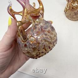 720 Fireball Votive PAIR Of Art Glass Candle Holders, Vibrant & Artist Signed
