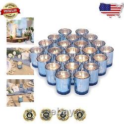 72PC Blue Mercury Glass Votive Candle Holders Perfect for Elegant Weddings