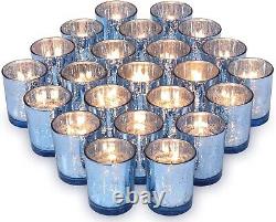 72PC Blue Mercury Glass Votive Candle Holders Perfect for Elegant Weddings