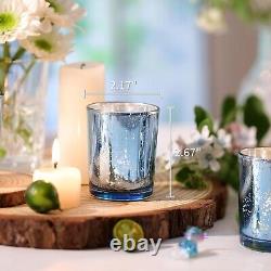 72PC Blue Mercury Glass Votive Candle Holders Perfect for Elegant Weddings