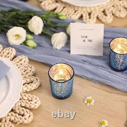 72PC Blue Mercury Glass Votive Candle Holders Perfect for Elegant Weddings