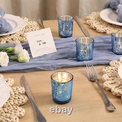 72PC Blue Mercury Glass Votive Candle Holders Perfect for Elegant Weddings