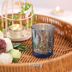 72PC Blue Mercury Glass Votive Candle Holders Perfect for Elegant Weddings