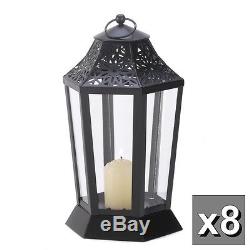 8 BLACK Moroccan 10 tall Candle holder lantern light wedding table centerpiece