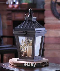 8 Bungalow Rustic Candle Holder Lantern Wood & Glass 14.5 Tall New10015422