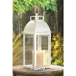 8 Distressed pearl WHITE shabby Candle Lantern holder wedding table centerpiece