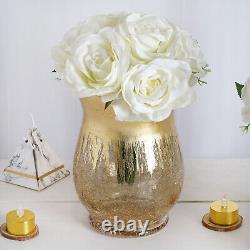 8 GOLD 8 tall Crackle Glass Candle Holders Vases Wedding Party Centerpieces