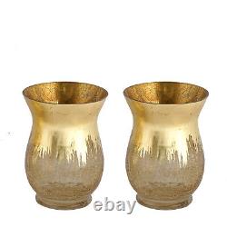 8 GOLD 8 tall Crackle Glass Candle Holders Vases Wedding Party Centerpieces