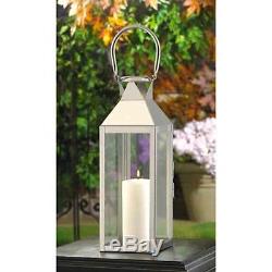 8 Large Silver Tone Lantern Stainless Steel Candle Holder Wedding Centerpieces