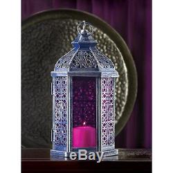 8 PURPLE Moroccan 11 tall Candle holder Lantern light wedding table centerpiece