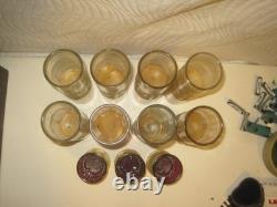 8 Vtg 1930s Christian Devotional DuraGlas Candle Holders Cross + 3 Red Votive