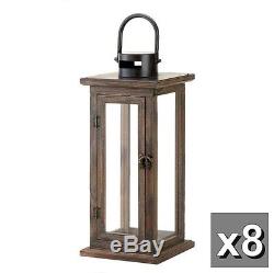 8 large 20 brown wood & metal Candle holder Lantern wedding table centerpiece