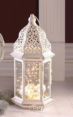 8 lot large White Moroccan shabby Candle holder lantern wedding table decoration