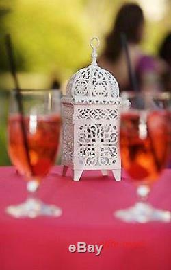 8 lot white Moroccan scrollwork Lantern Candle holder wedding table centerpiece