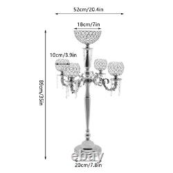 89cm Table Candelabra Votive Candle Stick Holder 5 Arm Glass Crystal Centerpiece