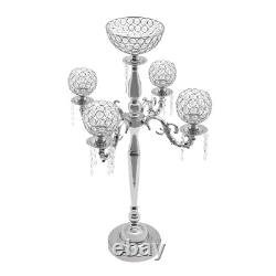 89cm Table Candelabra Votive Candle Stick Holder 5 Arm Glass Crystal Centerpiece