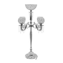 89cm Table Candelabra Votive Candle Stick Holder 5 Arm Glass Crystal Centerpiece