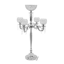 89cm Table Candelabra Votive Candle Stick Holder 5 Arm Glass Crystal Centerpiece