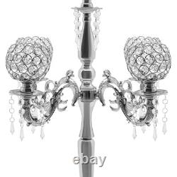 89cm Table Candelabra Votive Candle Stick Holder 5 Arm Glass Crystal Centerpiece