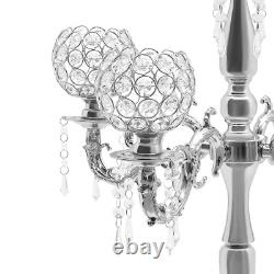 89cm Table Candelabra Votive Candle Stick Holder 5 Arm Glass Crystal Centerpiece