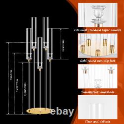 8PCS Clear Round 5 Arm Acrylic Cluster Taper Candle Holder Candelabra Wedding