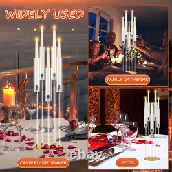 8PCS Clear Round 5 Arm Acrylic Cluster Taper Candle Holder Candelabra Wedding