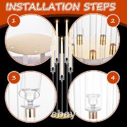 8PCS Clear Round 5 Arm Acrylic Cluster Taper Candle Holder Candelabra Wedding