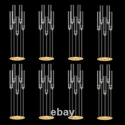 8PCS Clear Round 5 Arm Acrylic Cluster Taper Candle Holder Candelabra Wedding