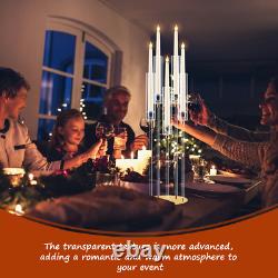 8PCS Clear Round 5 Arm Acrylic Cluster Taper Candle Holder Candelabra Wedding