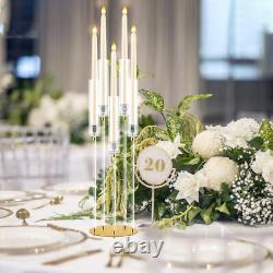 8PCS Clear Round 5 Arm Acrylic Cluster Taper Candle Holder Candelabra Wedding
