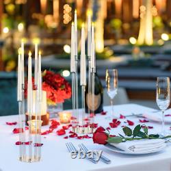 8PCS Clear Round 5 Arm Acrylic Cluster Taper Candle Holder Candelabra Wedding