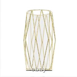 8PCS Glass Gold Pillar Candle Holder with Geometric Metal Rack Stand for Party
