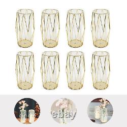 8pcs Art Candle Holders Glass Hurricane Candlestick Metal Rack Stands Home Decor