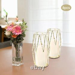 8pcs Geometric Candle Holders Vintage Metal Rack Home Decor Candlestick Stand