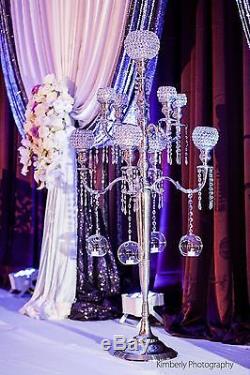9 Arm Crystal Globe Candelabra Candle Holders Floor Wedding Centerpieces 168 CM