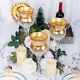 9 Pcs Clear Gold Hurricane Glass Candle Holders Vases Centerpieces Sale