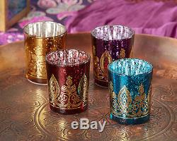 96 Boho Moroccan Indian Henna Glass Candle Holder Votive Bridal Wedding Favor