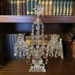A Beautiful Pair Of Cut Glass Two Branch Candelabras/Candlesticks Free Shipping