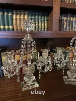 A Beautiful Pair Of Cut Glass Two Branch Candelabras/Candlesticks Free Shipping
