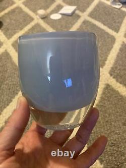 A MILLION BUCKS Glassybaby Hand Blown Glass Candle Holder Tag Candle Card Blue